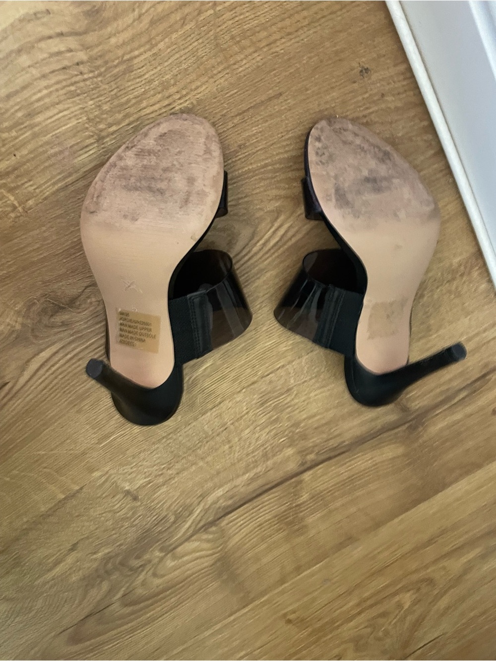 BCBGeneration Black Slide Mules with Smoky Clear Straps Size 5 - Picture 5 of 5